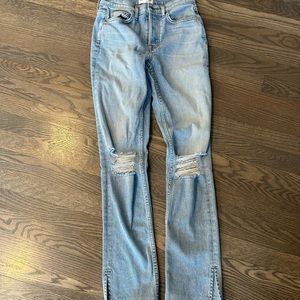 Cotton Citizen Split Skinny Leg Jean Light denim ripped Size 25 x 30. 9” inseam
